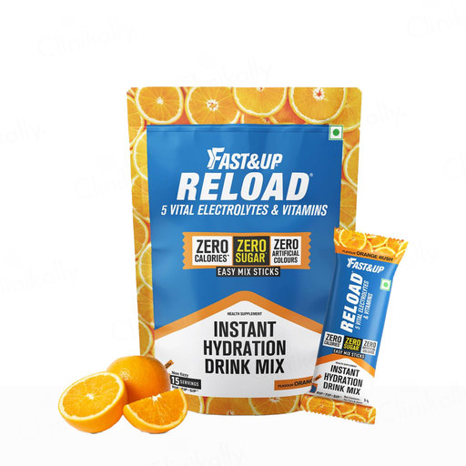 Fast&Up Reload Instant Hydration Zero Sugar Drink Mix Sticks - Orange Rush Flavour